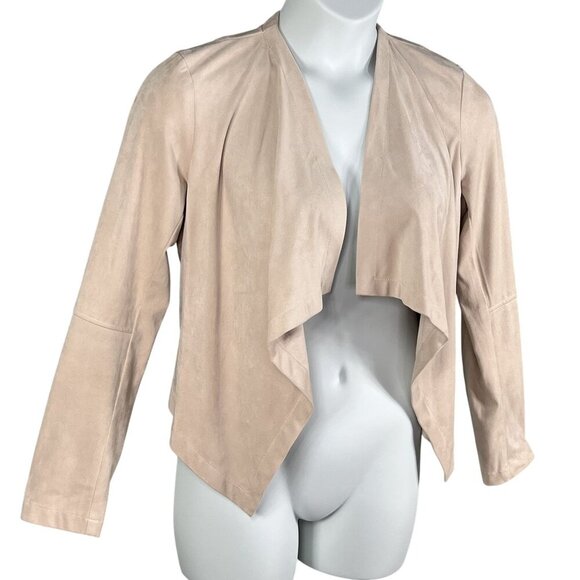 Katherine Barclay Montreal Womens M Faux Suede Tan Waterfall Front Drape Blazer - Picture 5 of 13